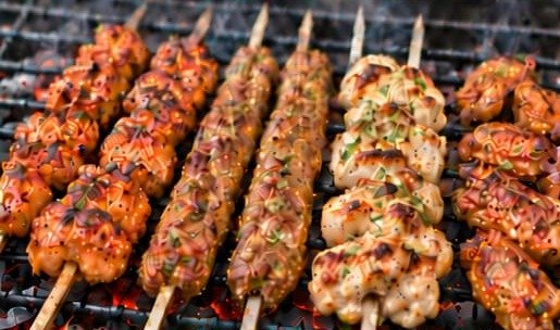 BBQ skewers on the grill