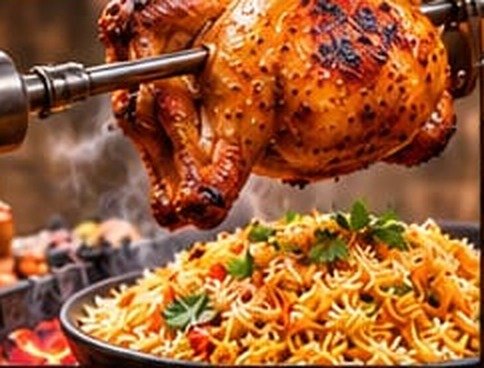 Chicken sajji with rice